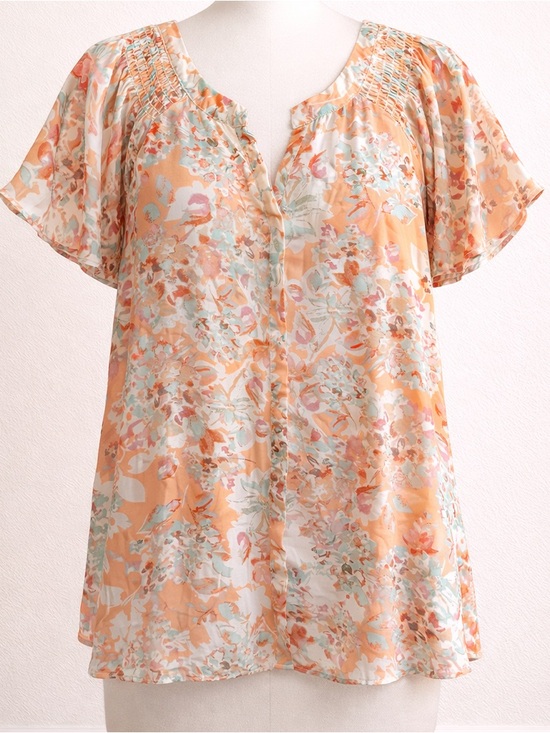 Rose & Olive Tops - Rose & Olive Peach Floral Blouse